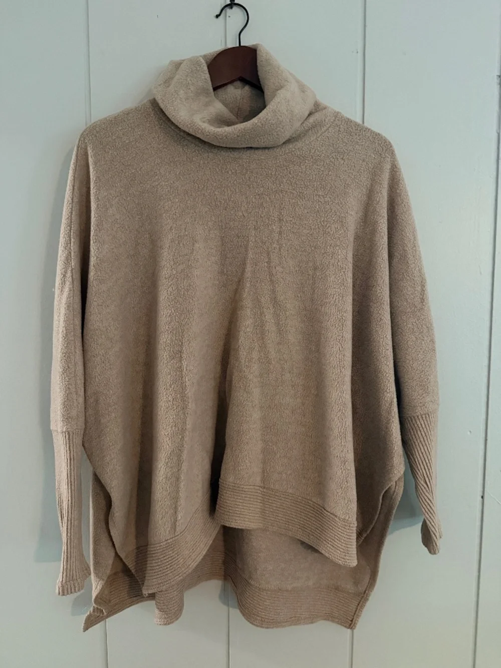 Shop Stevie XS/S Beige Cowl Neck Oversized Poncho Sweater Batwing Cozy